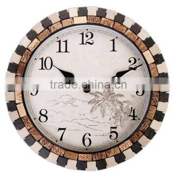 18 Inch Hot Sale Natural Coconut Shell Mosaic Specialty World Clock photo-2