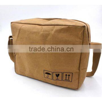 2016 Alibaba express china Brown Kraft and Tyvek paper bag with detachable shoulder strap taobao special paper bag