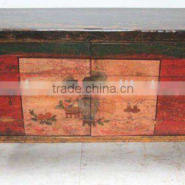 Chinese Mongolia Antique Furniture Painting Cabinet