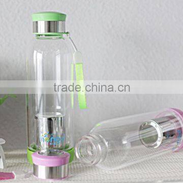 500ml Car Sport Outdoor Portable Sports High Borosilicate Tea Filter Glass Water Bottle With Tea Infuser 2015 photo-2
