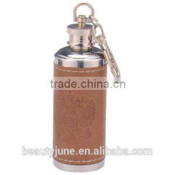 1oz mini fabric wrapped stainless steel custom hip flask Gifts warped laser welding hip flask with patch logo 2015