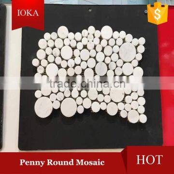 White Marble Penny Round Mosaic Tile