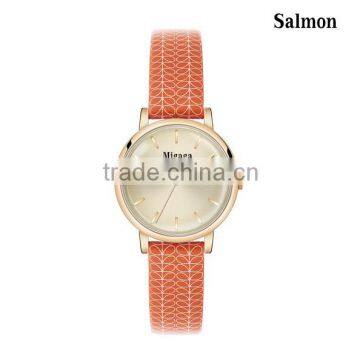 Water resistant silver casing watch 60s style wristwatch colorful lady leather watches