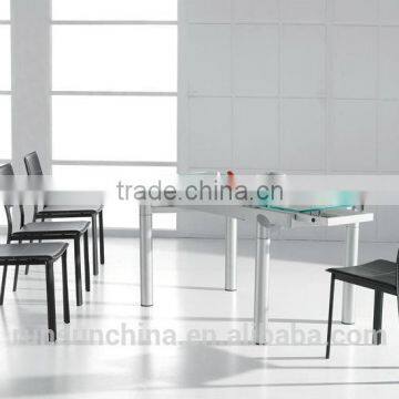 ST-032 glass top white extendable dining tables(smple)