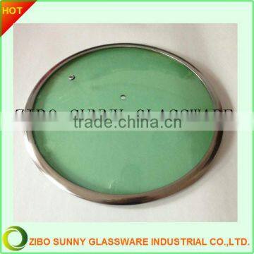 Round toughen Green color glass pot lid