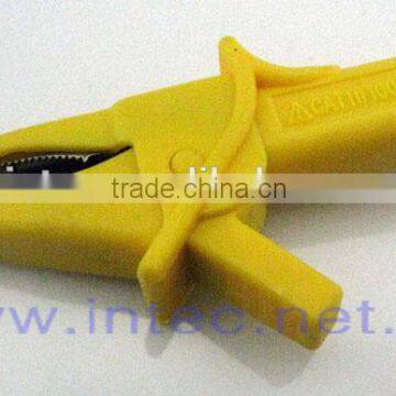 Jumper Wires Alligator Crocodile Roach Test Clip Plastic Handles Crocodile clips 85mm yellow color I00172