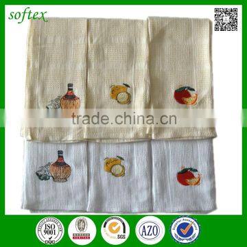 china supplier wholesale woven kitchen towels with waffle weave embroidery design