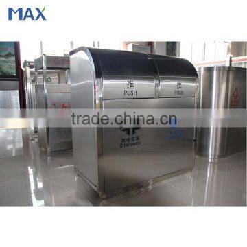 stainless steel public swing lid waste bin outside