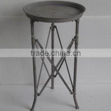 Industrial french metal antique folding round table