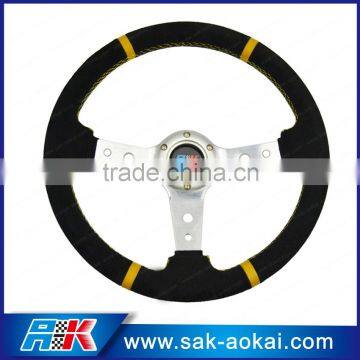 High quality deep dish wheel suede black car game steering wheel