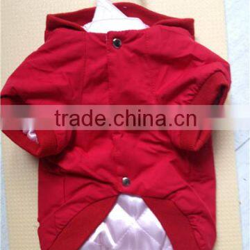 100% cotton Pet hooded outwear clothes / with two layers dog surcoat fashion red jacket