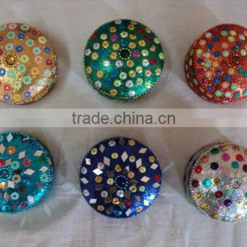 beaded round jewellery boxes