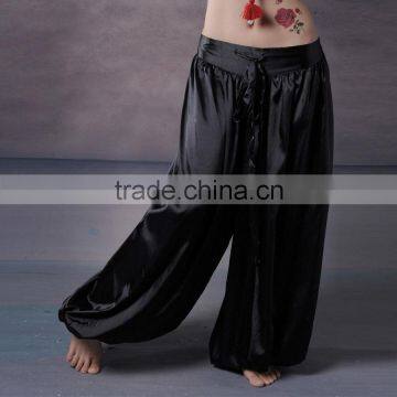 2016 13 Colors Cheap Belly Dance Yoga Women Loose Trousers Elastic Ankle High Waist Bloomers Satin Long Pants