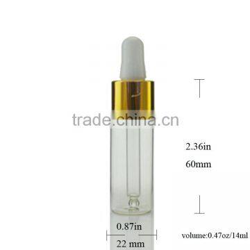 14ml Capacity Mini Clear Refillable Lab Glass Tubes With Golden Glass Droppers