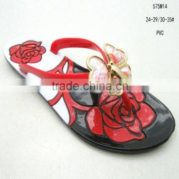 New model hot sale sweet kids girl PVC jelly flip flop