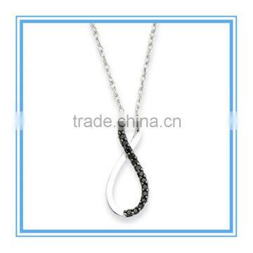 SILVER COLOR Black Diamond Infinity Symbol Necklace