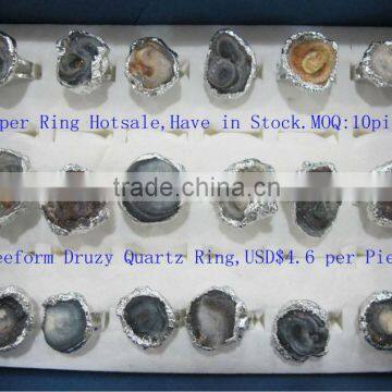 USD$4.6 Hot Sale Drusy Quartz Copper Ring,MOQ 10 Pieces