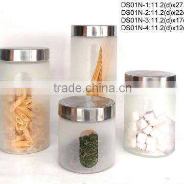 DS01N frosted glass jar with stainless steel lid