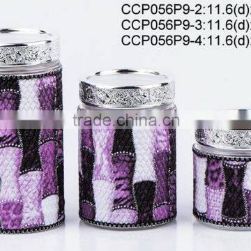 CCP056P9 glass jar with leather coating