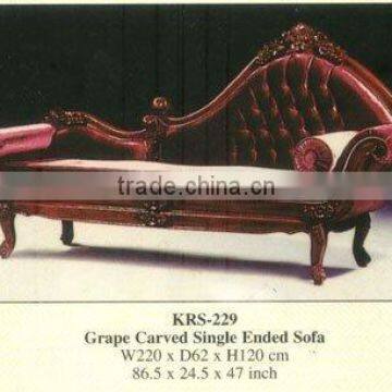 Grape Carved Single Ended Sofa Mahogany Indoor Furniture.