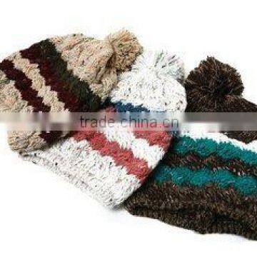 100% acrylic strip winter knitting hat