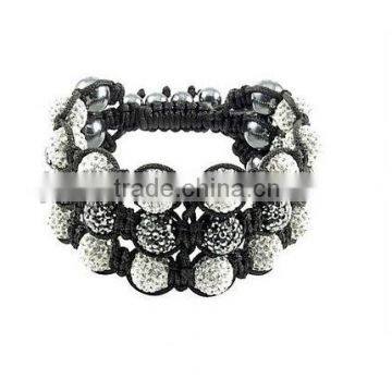2015 popular spiritual handmade braided 3 rows beaded cord bracelet