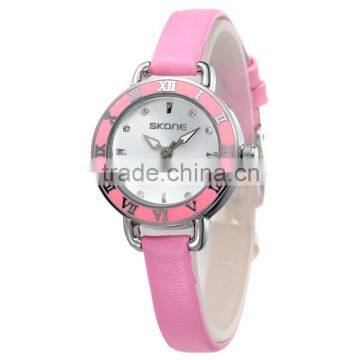 2014 fashion colourful leather strap quartz wrist watches for kids