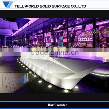 High gloss solid surface top sale unique design illuminated led bar counter