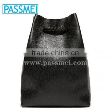 Handmade Genuine Leather Backpack in Black photo-2