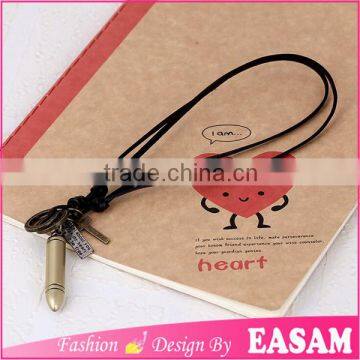 Factory Wholesale Vintage Genuine Leather Cord Necklace With Bullet Pendant photo-3