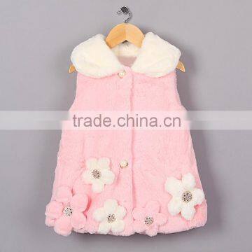 Hot Sale Baby Girl Flower Outwear Artificial Wool Girl Princess Coat For Children Wear OC41007-01
