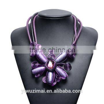 Europe and the United States Flowers Hand Woven Leather Necklace photo-2