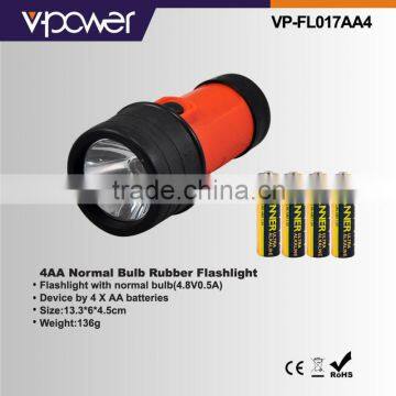 4AA Normal Bulb Rubber Flashlight