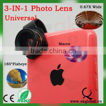 smartphone camera lens 3 in 1 lens for iphone4 4s 5 s samsung htc nokia