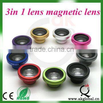 Super Magnetic 3in1 Fish Eye Wide Angle Micro Lens Camera Lens