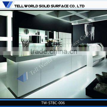 TW modern beauty luxury solid surface LED wine bar counter design for sale