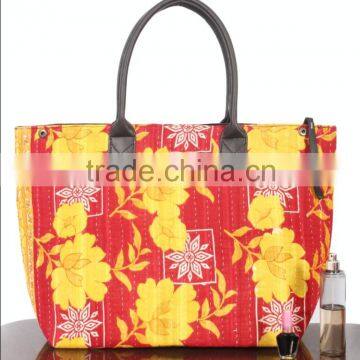 RTVB-002 Semi leather Canvas Flowers Printed vintage Hand Bags For Women