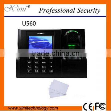 Linux system 13.56MHz carder U560 TCP/IP communication optical sensor biometric fingerprint time recorder machine