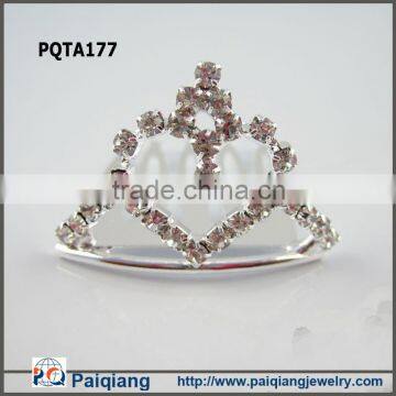 Fashion hair jewelry rhodium rhinestone crown shaped decoration