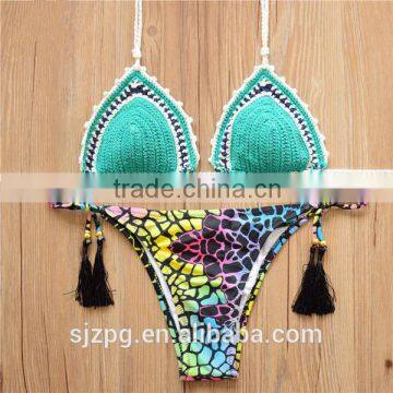 crochet beach bikini , 2016 new design ladies sexy crochet bikini