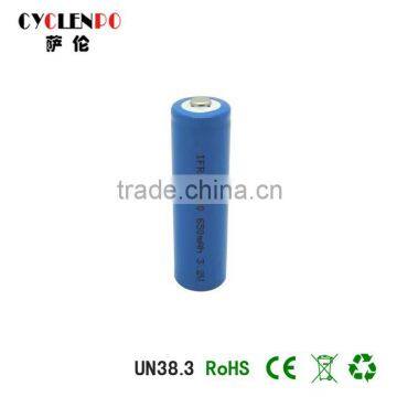 lithium iron phosphate battery IFR 14500 3.2v 650mah li ion battery made in China