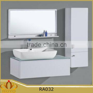 European style popular modern ceramic basin waterproof side cabinet MDF bathroom cabinet RA032