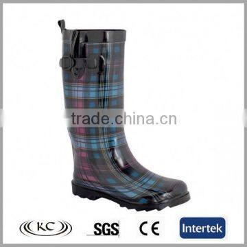 bulk wholesale stylish blue plaid boots women rain