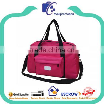 Latest red polyester cute girls travel duffel bags