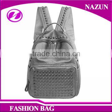Adjustable Shoulder Strap College School Fashion Rivet on Women Day Backpacks photo-6