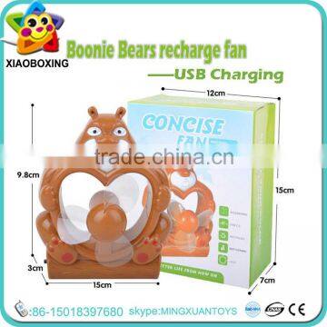 Cartoon Bear Design Mini Usb Rechargeable Electric Table Fan Toys for Sale