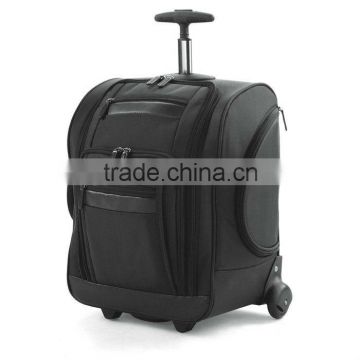 Perfect Overnighter nylon Rolling Suitcase with leather trim