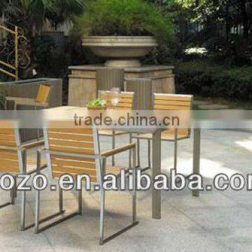 Outdoor plastic wood stainless steel table and chair