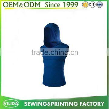 Custom Polyester/Spandex Muscle Tank Tops Men Running Gym Tank Top With Hood OEM