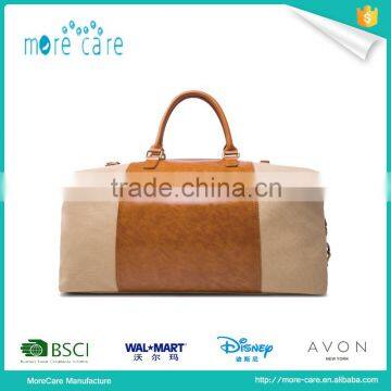 trendy canvas and pu leather travel bag